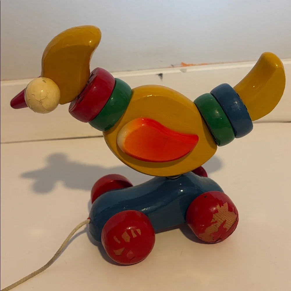 Vintage Kouvalias exotic bird Pull Toy 1990s